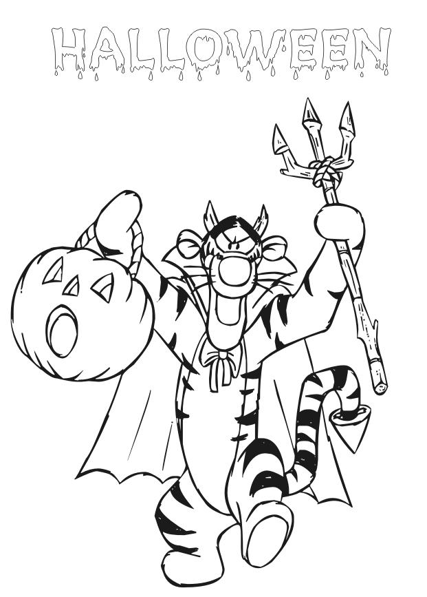 coloriage tigrou a halloween